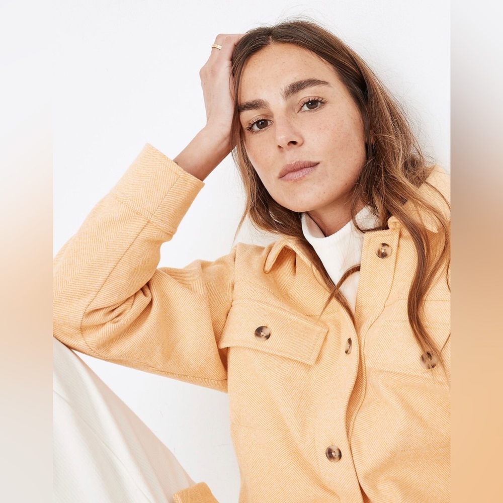 Madewell Brushed Herringbone Knit Shirt Jacket